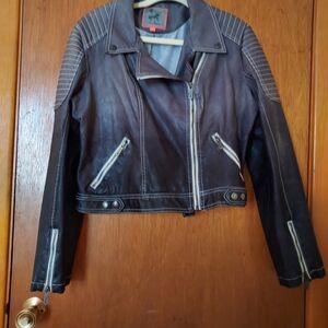 Circus by Sam Edelman Gray Leather Biker Style Jacket